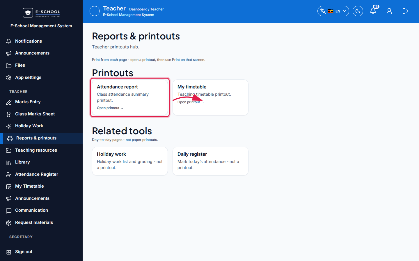 Reports &amp; printouts step 2 desktop