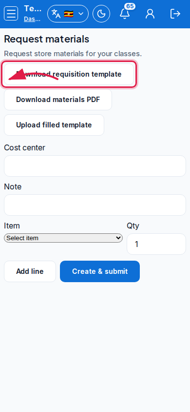Request materials step 2 mobile