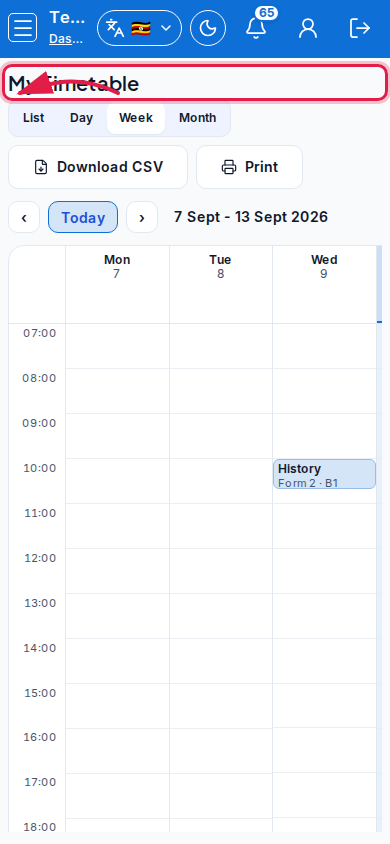 My Timetable step 3 mobile