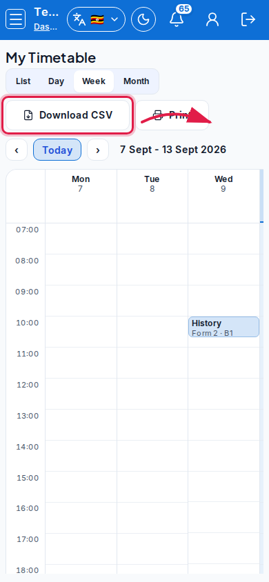 My Timetable step 4 mobile