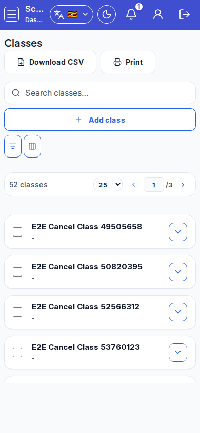Classes mobile