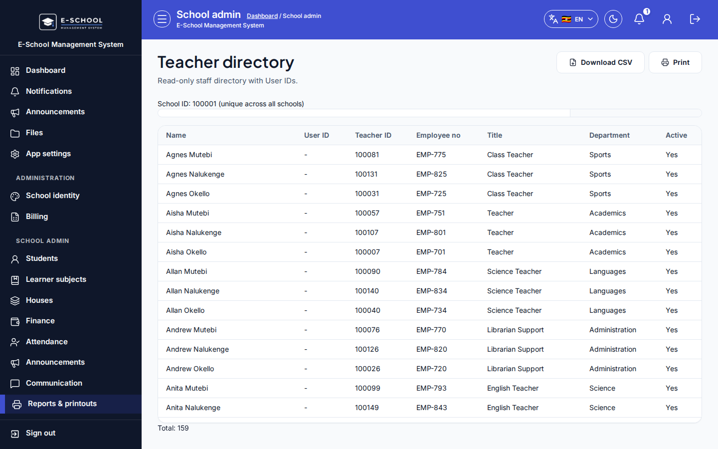Teacher Directory Print desktop
