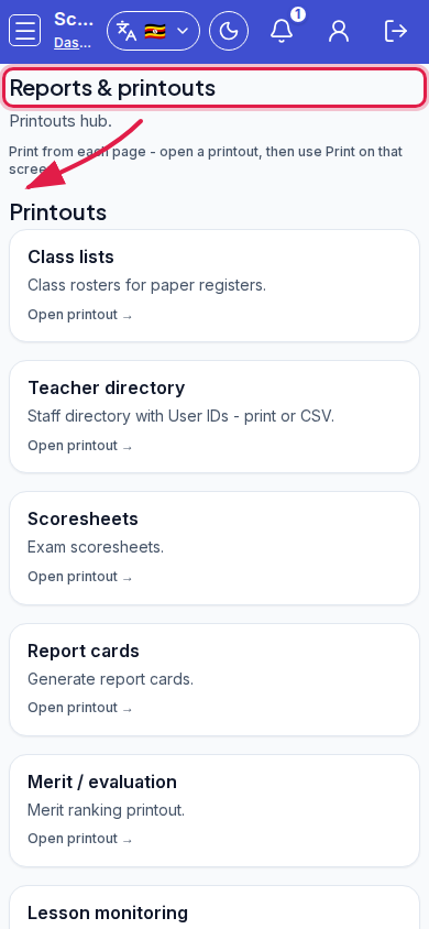 Printouts IF 1 mobile