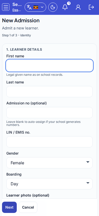 Admit step 2 Enrollment mobile