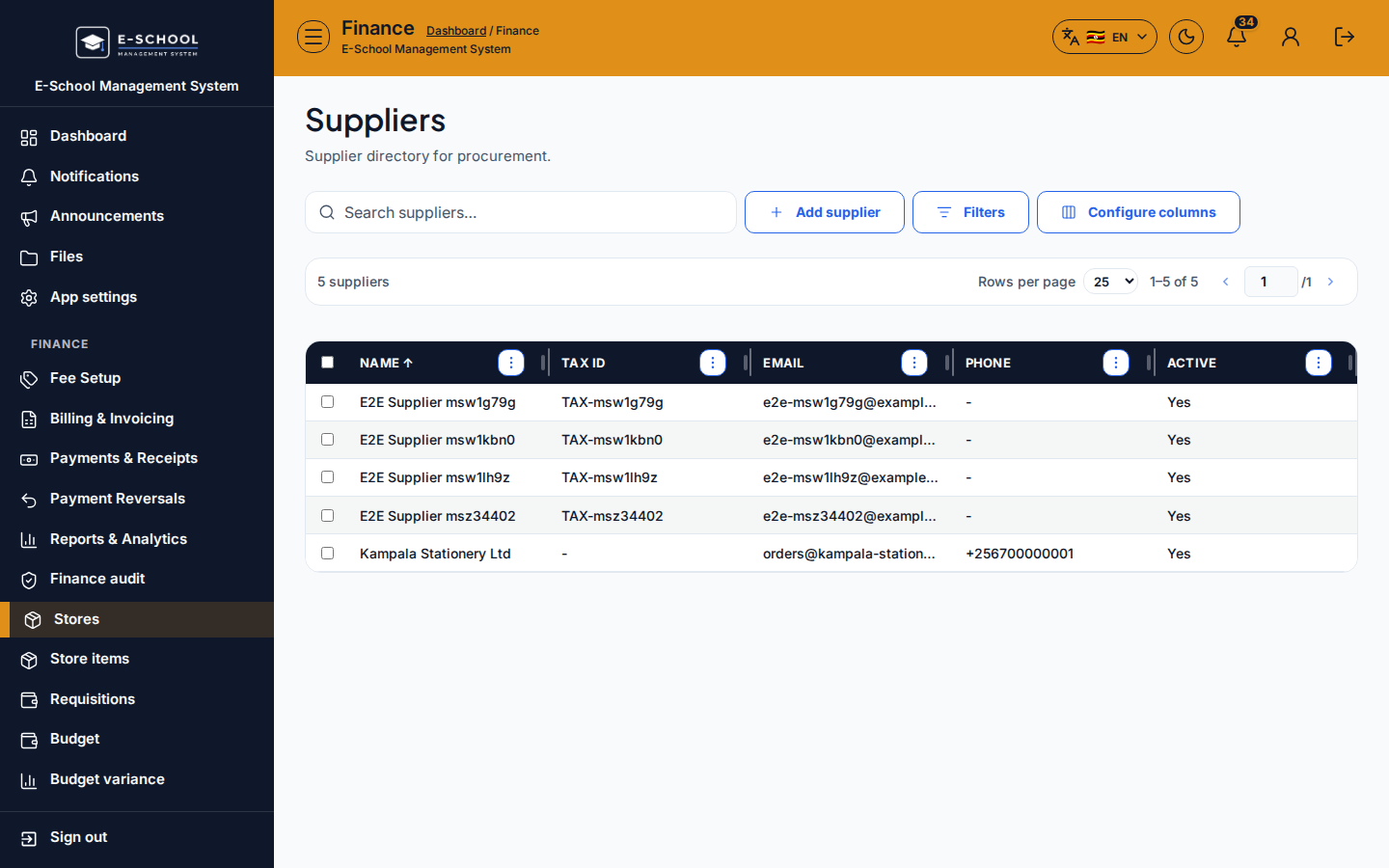 Suppliers desktop