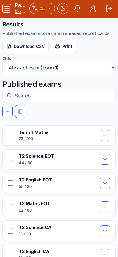 Results mobile