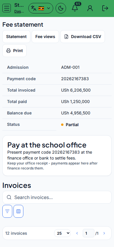 Fees mobile